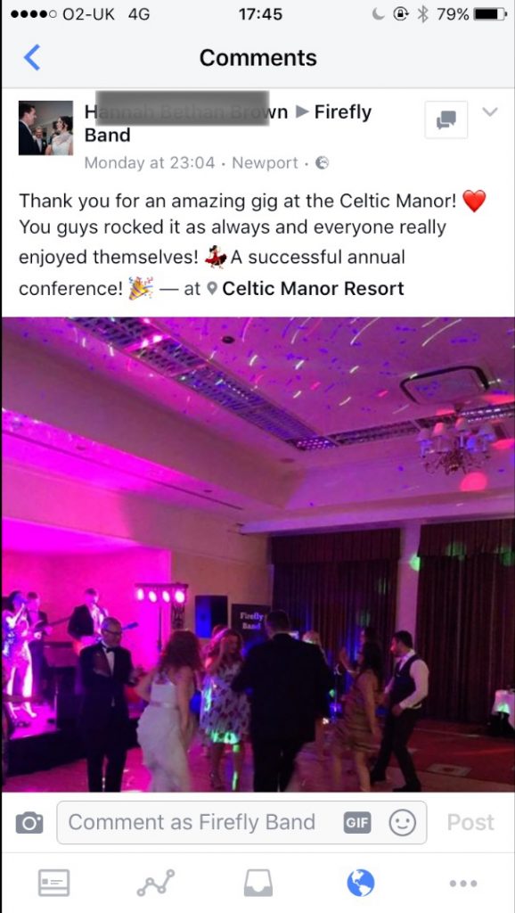 Firefly Band for hire at Celtic Manor Resort for annual conference
